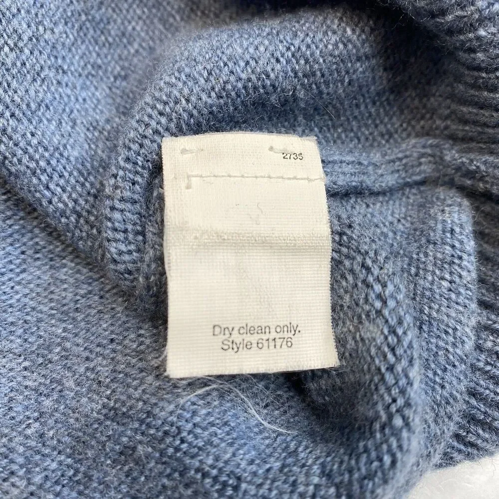 Merino Wool Sweater Mens XL J Crew Blue Long Sleeve Knit V-Neck Casual Top